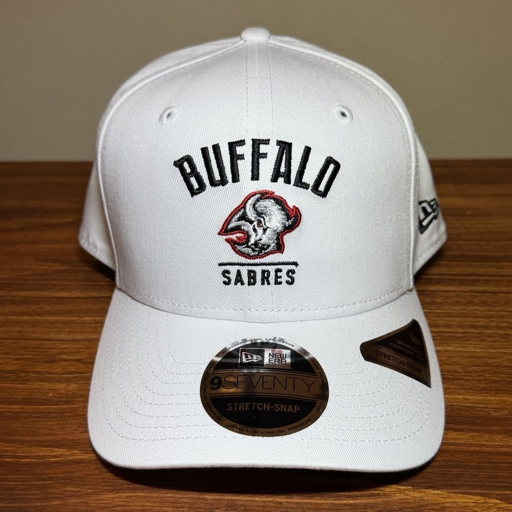 New Era Buffalo Sabres 9SEVENTY Stretch Snap Snapback Hat White Logo NHL Cap